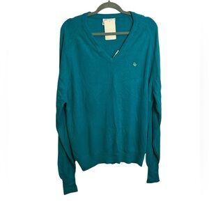 NWT Christian Dior Vintage Teal V-Neck Sweater
